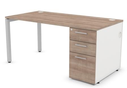 Duty rectangular desk with supporting pedestal