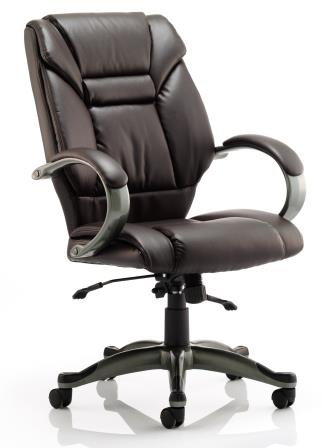 Garvi managerial chair with anthracite colour base in brown bonded leather finish