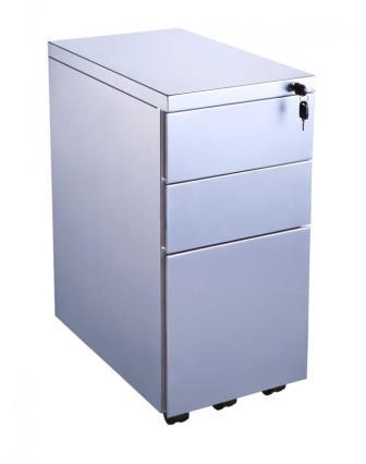 3-drawer slimline flush fronted steel mobile pedestal