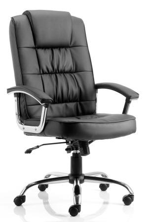 Moar Deluxe managerial chair with chrome base and arms in black bonded leather finish