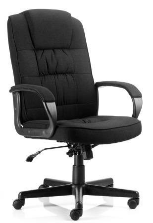 Moar managerial chair with black base and stem in black fabric finish