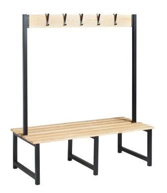 Solutions double sided cloakroom bench with coat hooks