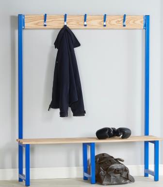 Solutions single sided cloakroom bench with coat hooks