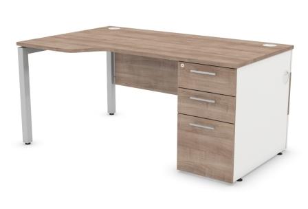 Duty wave desk with supporting leg, modesty panel and pedestal