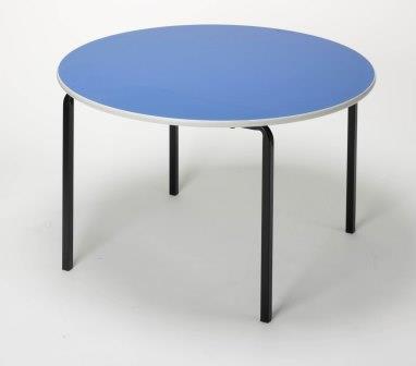Classic circular stacking classroom table with crush bent frame