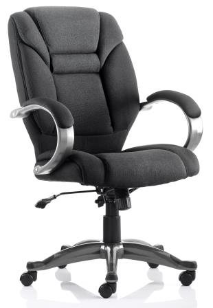 Garvi managerial chair with anthracite colour base in black fabric finish
