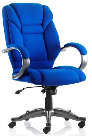 Garvi managerial chair with anthracite colour base in blue fabric finish