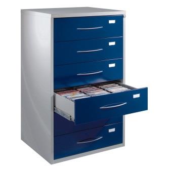 DVD/VHS metal storage cabinet with drawers