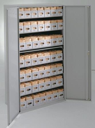 Archive medical patient records storage cupboard with standard doors for gp