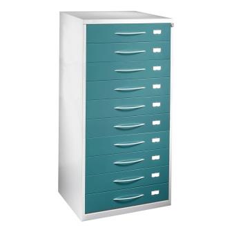 Optometry filing cabinet for storage of 5