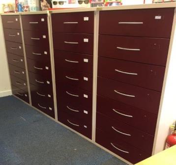 Optometry/Osteopathic filing cabinet for storage of 9