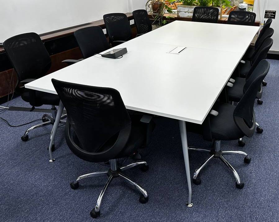 LP Spire rectangular boardroom table with power module