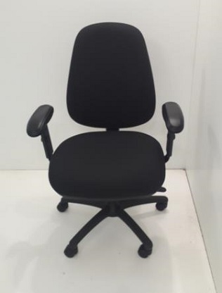 Sprint high back 2-lever operator chair with padded soft top height adjustable arms, seat slide. Havana fabric