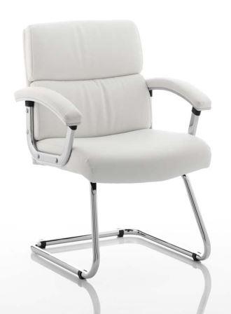 Detti cantilever frame white bonded leather chair