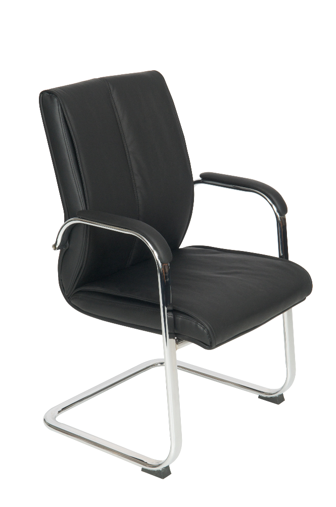 Endurance Faux leather cantilever frame visitor chair with integral armrests
