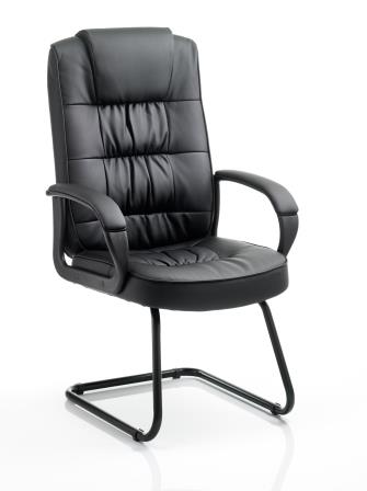 Moar black cantilever frame black bonded leather chair