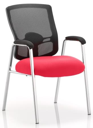 Pont black mesh back 4-leg chrome frame chair with bespoke belize fabric seat