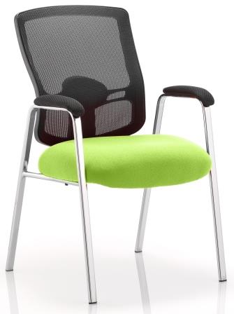 Pont black mesh back 4-leg chrome frame chair with bespoke madura fabric seat