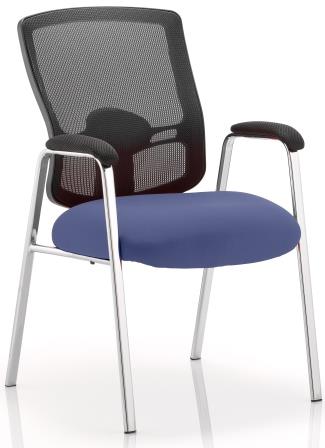 Pont black mesh back 4-leg chrome frame chair with bespoke scuba fabric seat