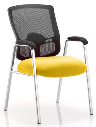 Pont black mesh back 4-leg chrome frame chair with bespoke sunset fabric seat