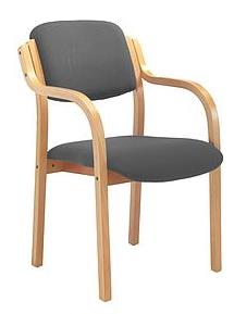Radiance wood frame stacking side chair with arms charcoal fabric